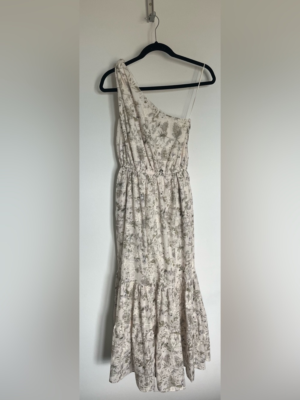English Factory Cream One-Shoulder Floral Maxi Dress